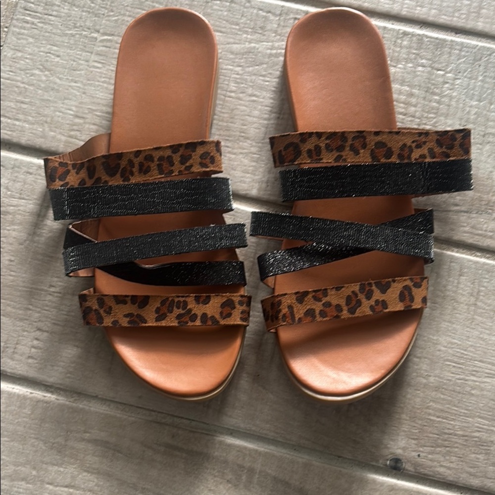 Leopard and Black Women's Sandals